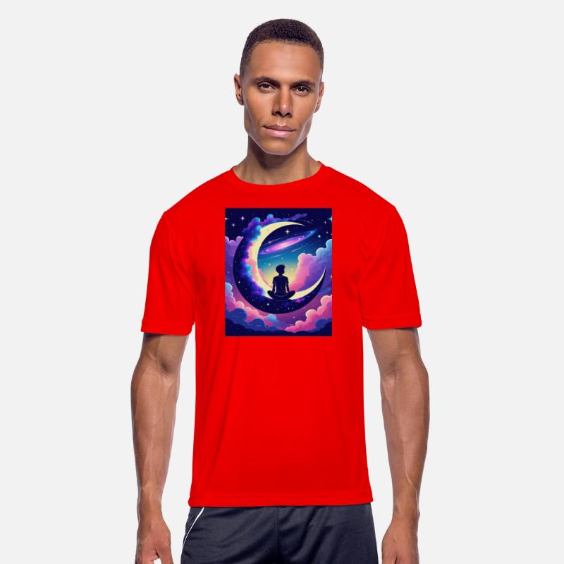 Cosmic Dreamer Moon and Galaxy Scene