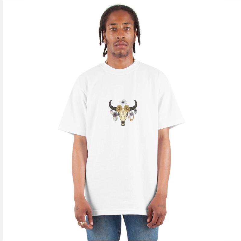 Cow skull with flowers and dreamcatchers