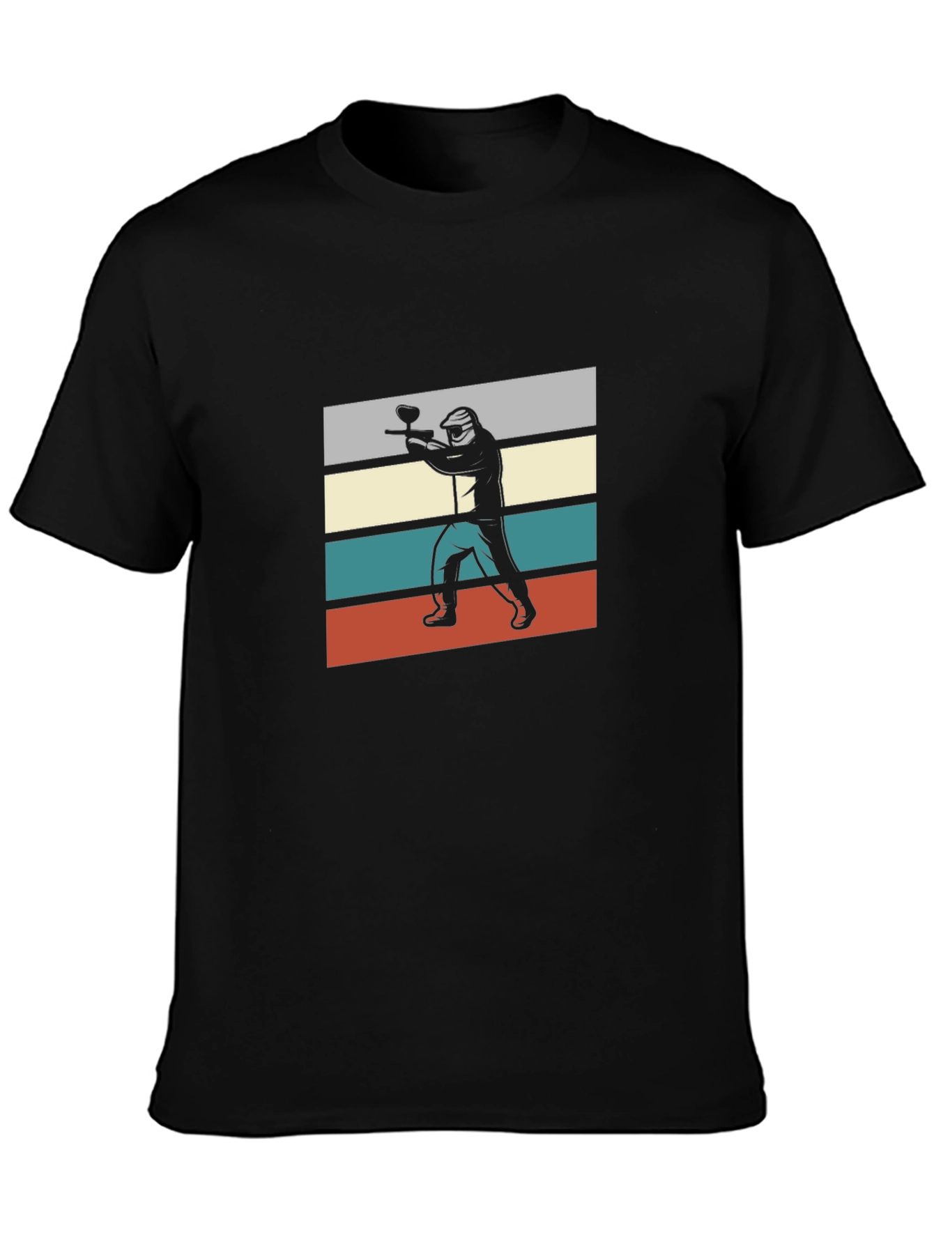 Paintball Player Graphic Tee - Black Cotton T-Shirt