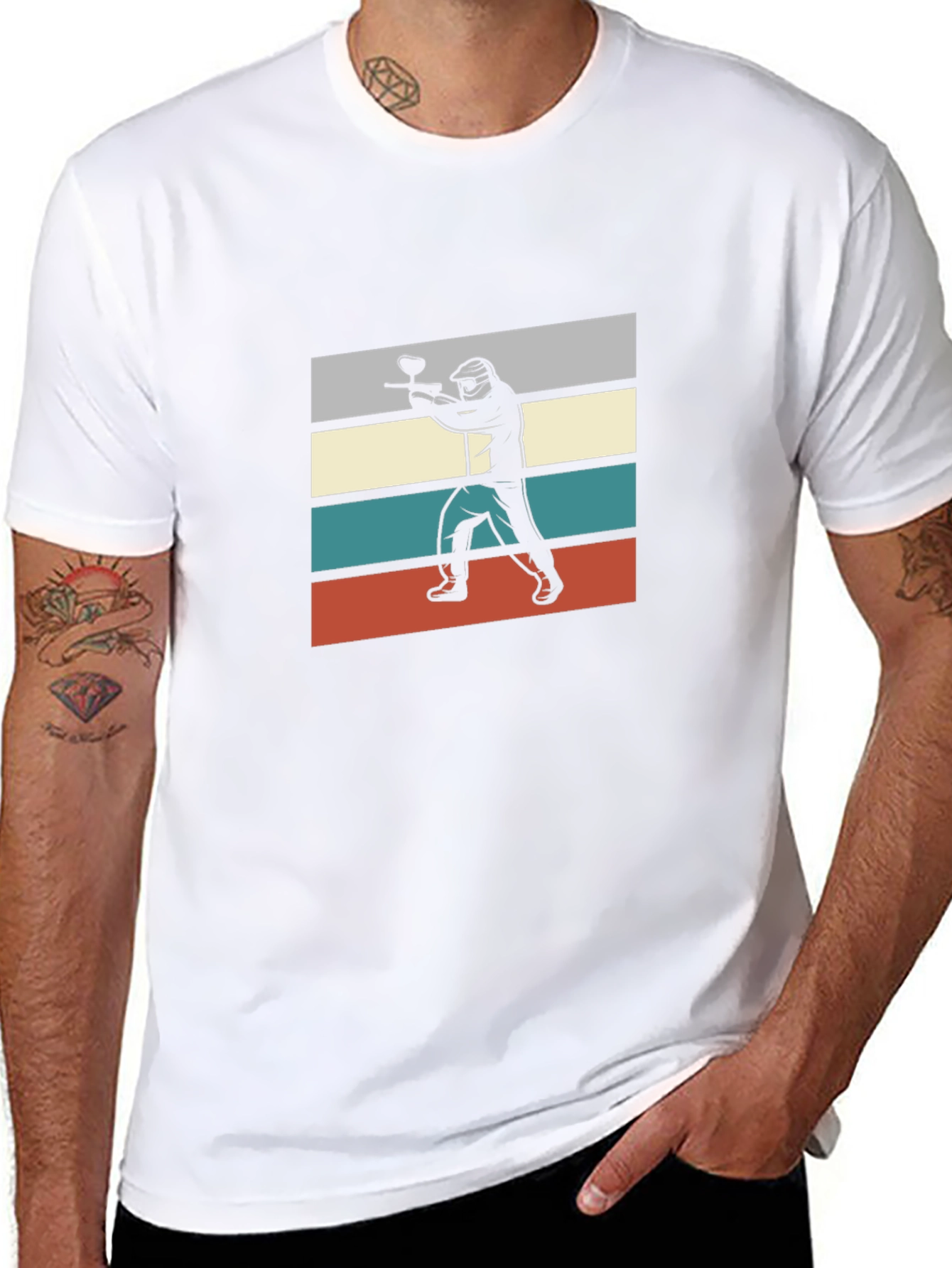 Paintball Player Graphic Tee - Black Cotton T-Shirt