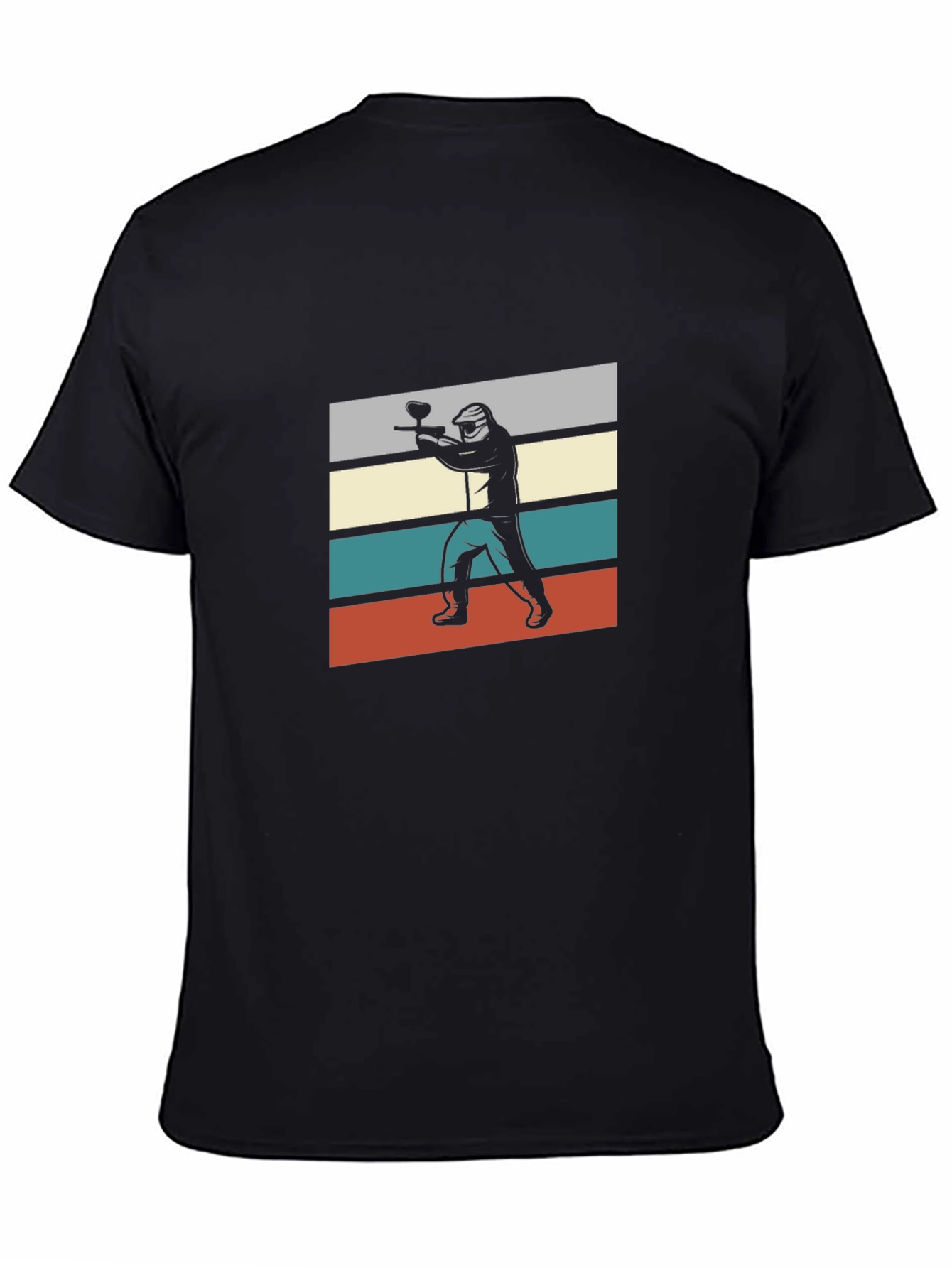 Paintball Player Graphic Tee - Black Cotton T-Shirt