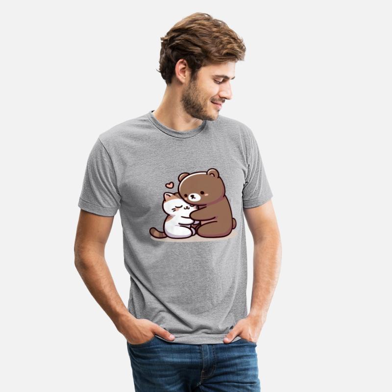 Cuddling Cat And Bear In Love