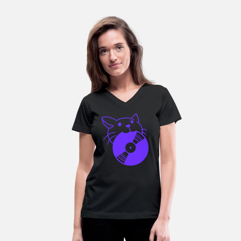 Cute DJ Cat Pet Kitten with Vinyl Record in Mouth