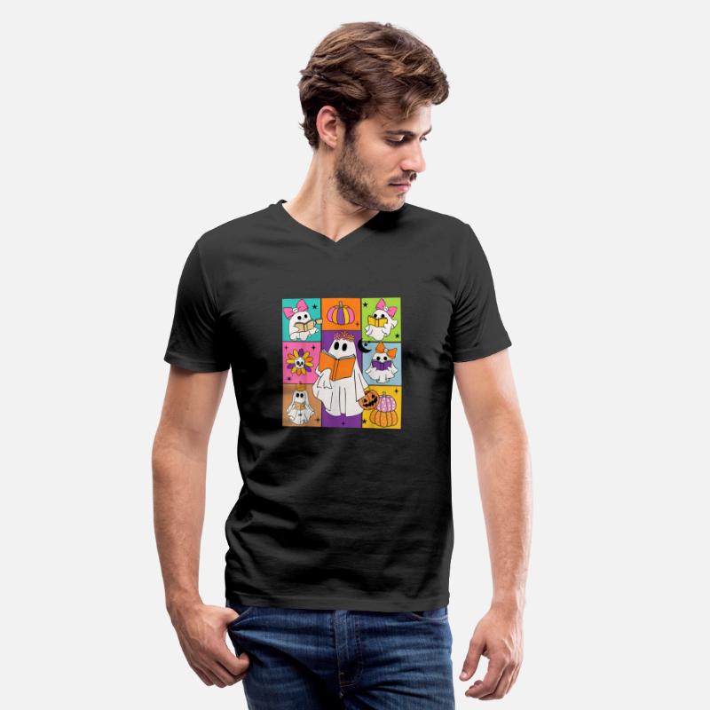Cute Ghost Book Reading Halloween Teacher Kids Boo