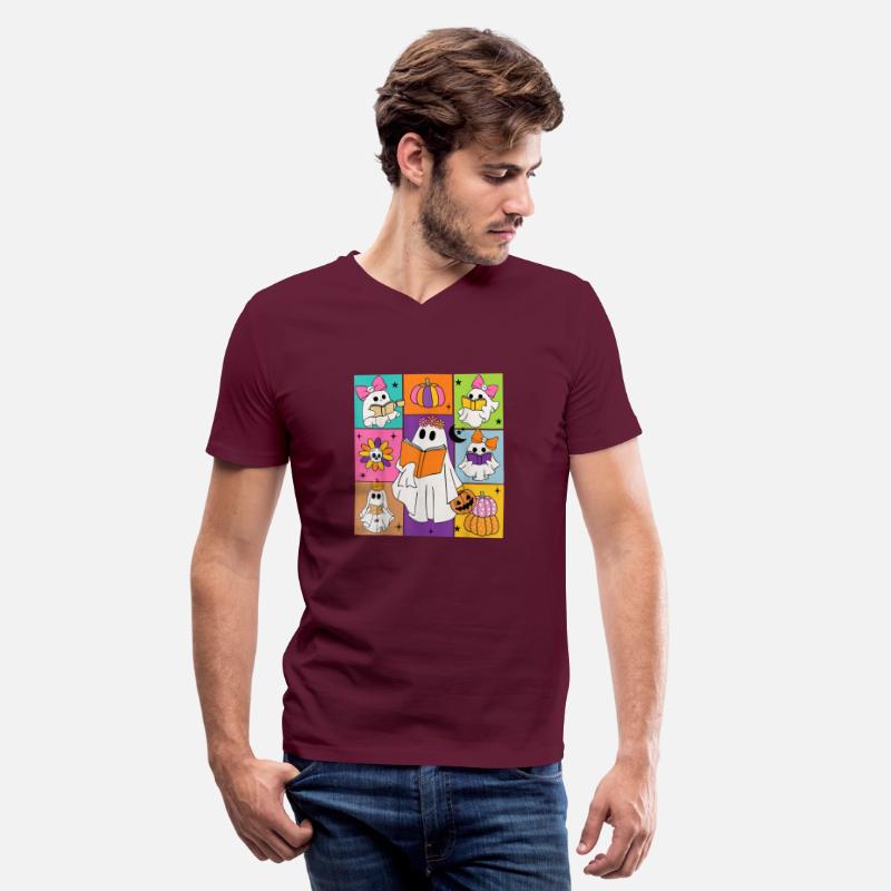 Cute Ghost Book Reading Halloween Teacher Kids Boo