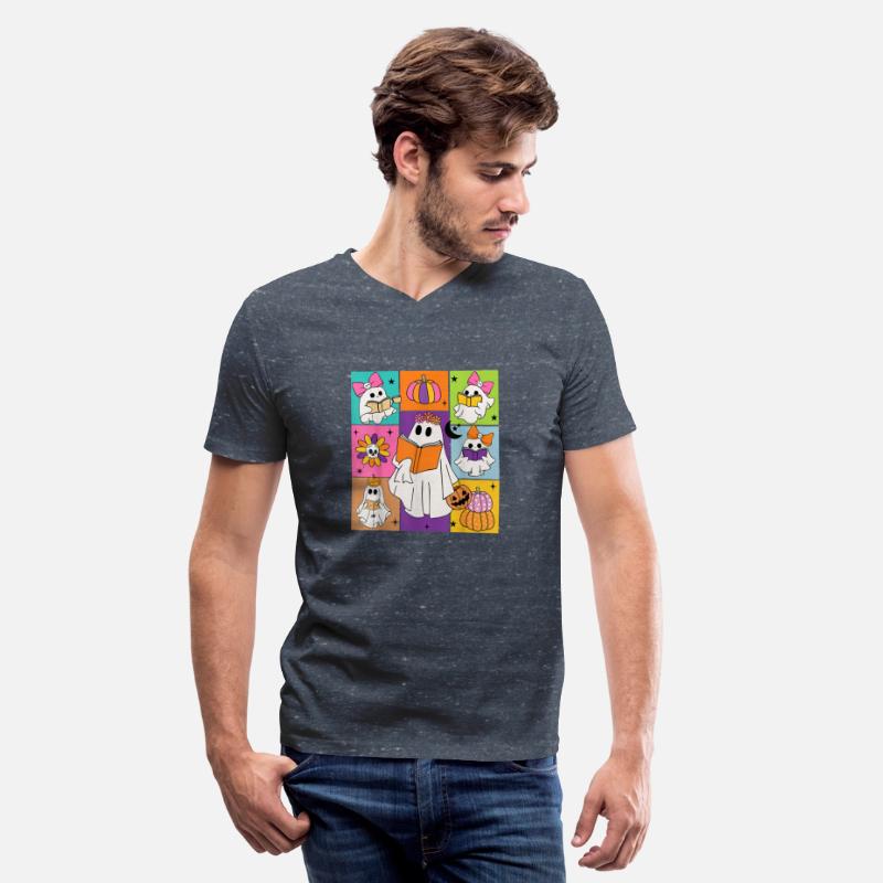 Cute Ghost Book Reading Halloween Teacher Kids Boo