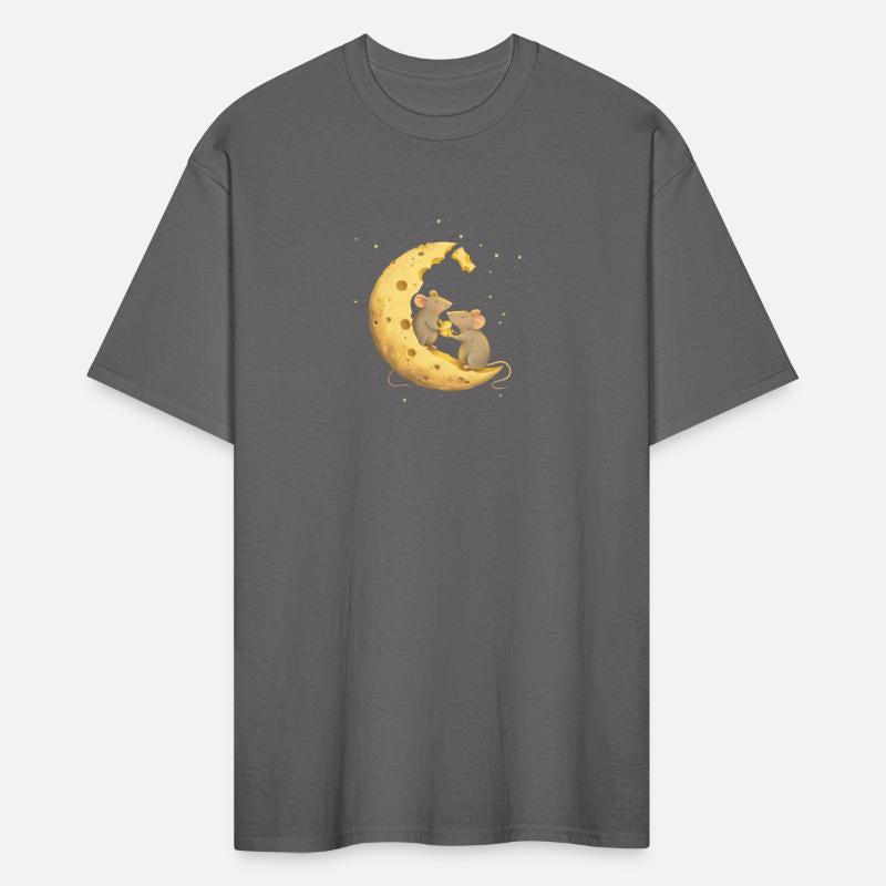 Cute Mice Sharing Cheese on the Moon
