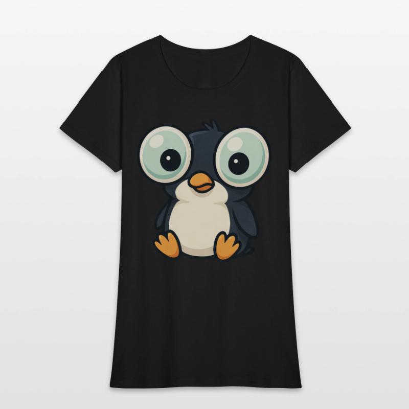 Cute penguin cartoon big eyes funny quirky