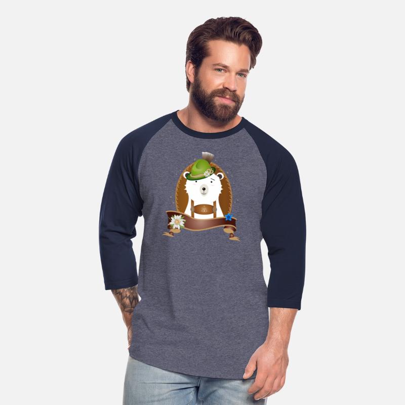 cute polar bear in costume with hat and leather pa