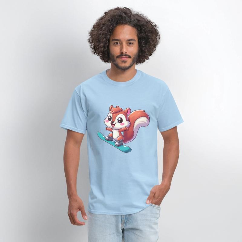 Cute Squirrel, Comic Snowboarder, Winter Vacation