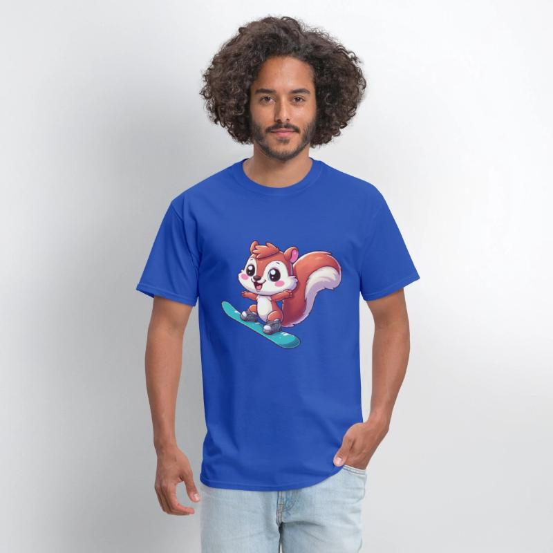 Cute Squirrel, Comic Snowboarder, Winter Vacation