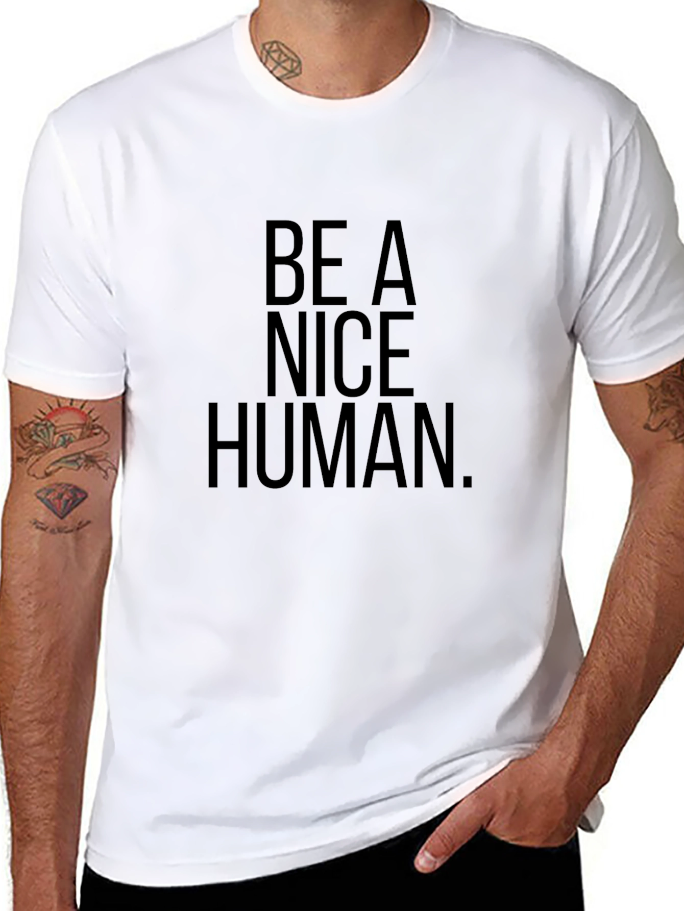 Be A Nice Human Black Graphic T-Shirt
