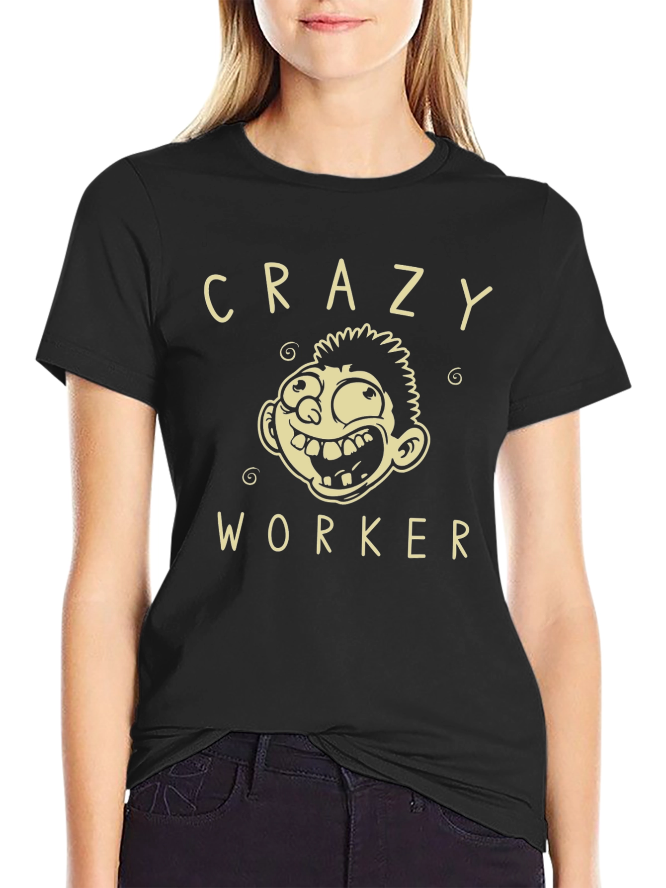 Crazy Worker Graphic Tee - Black
