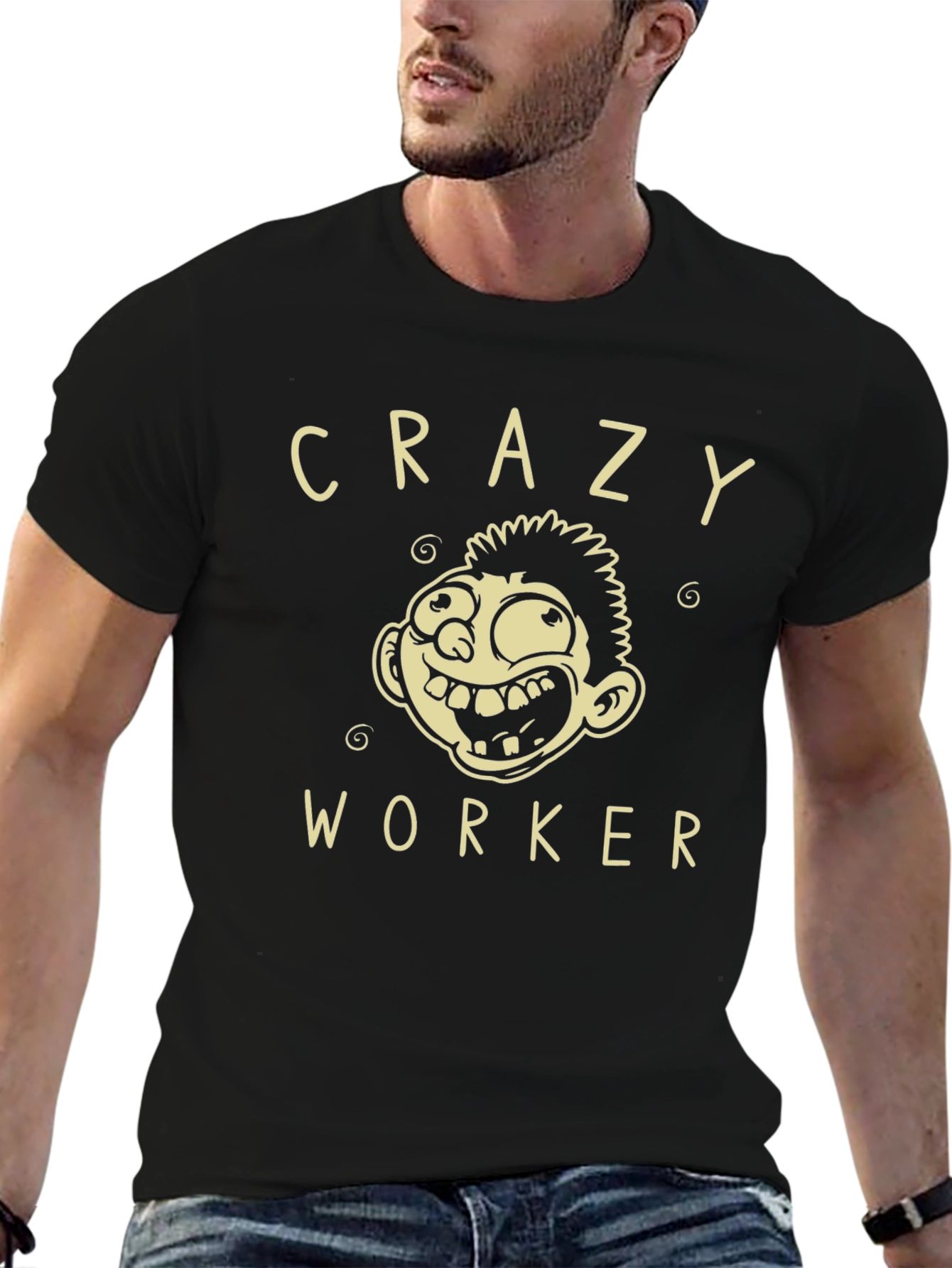 Crazy Worker Graphic Tee - Black