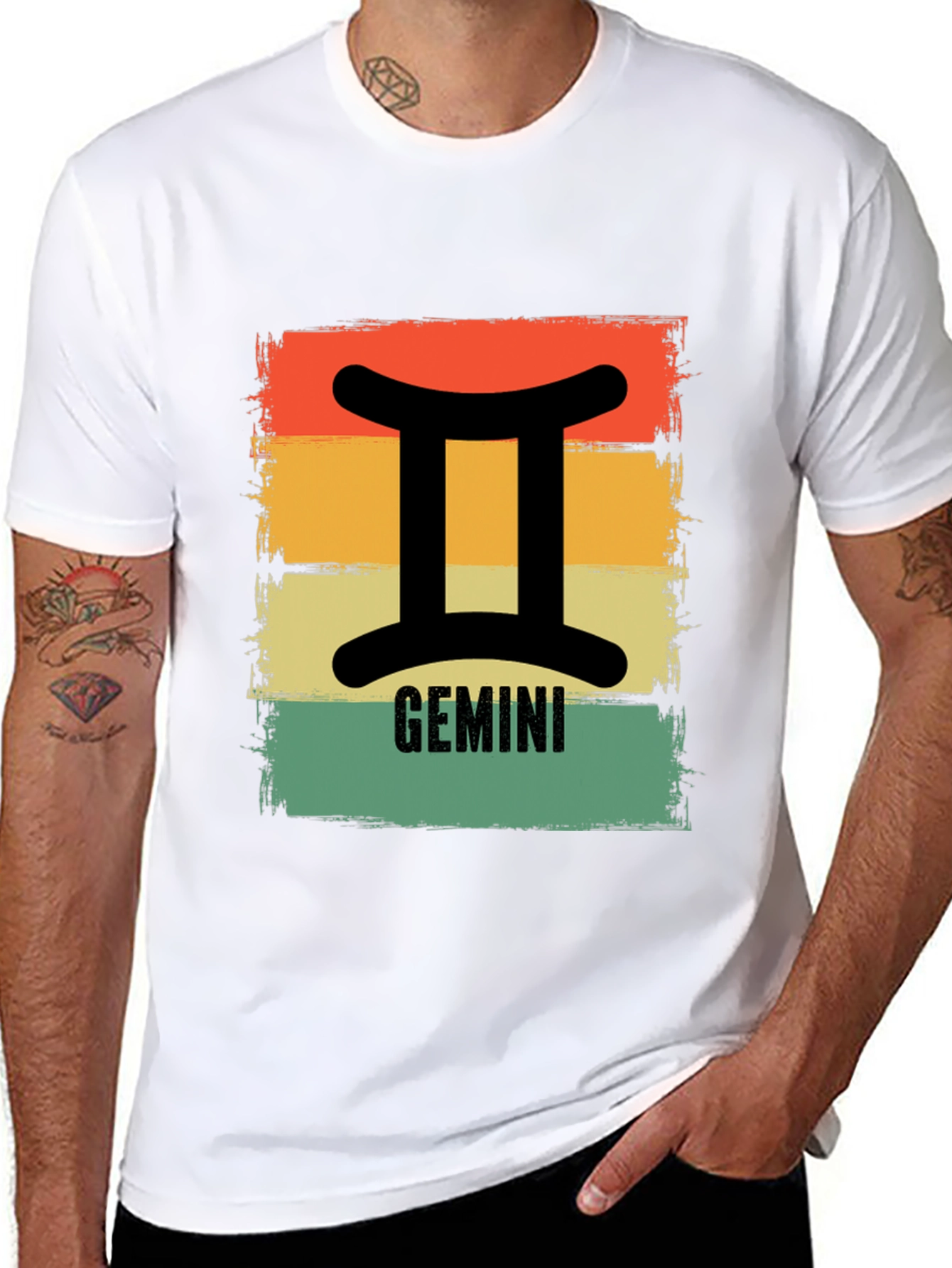 Gemini Zodiac T-Shirt Retro Style Sign Tee