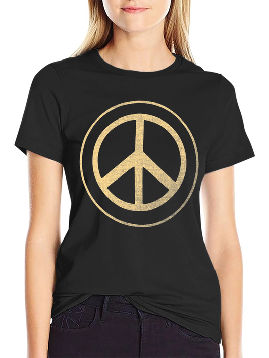 Vintage Peace Sign Graphic T-Shirt - Black