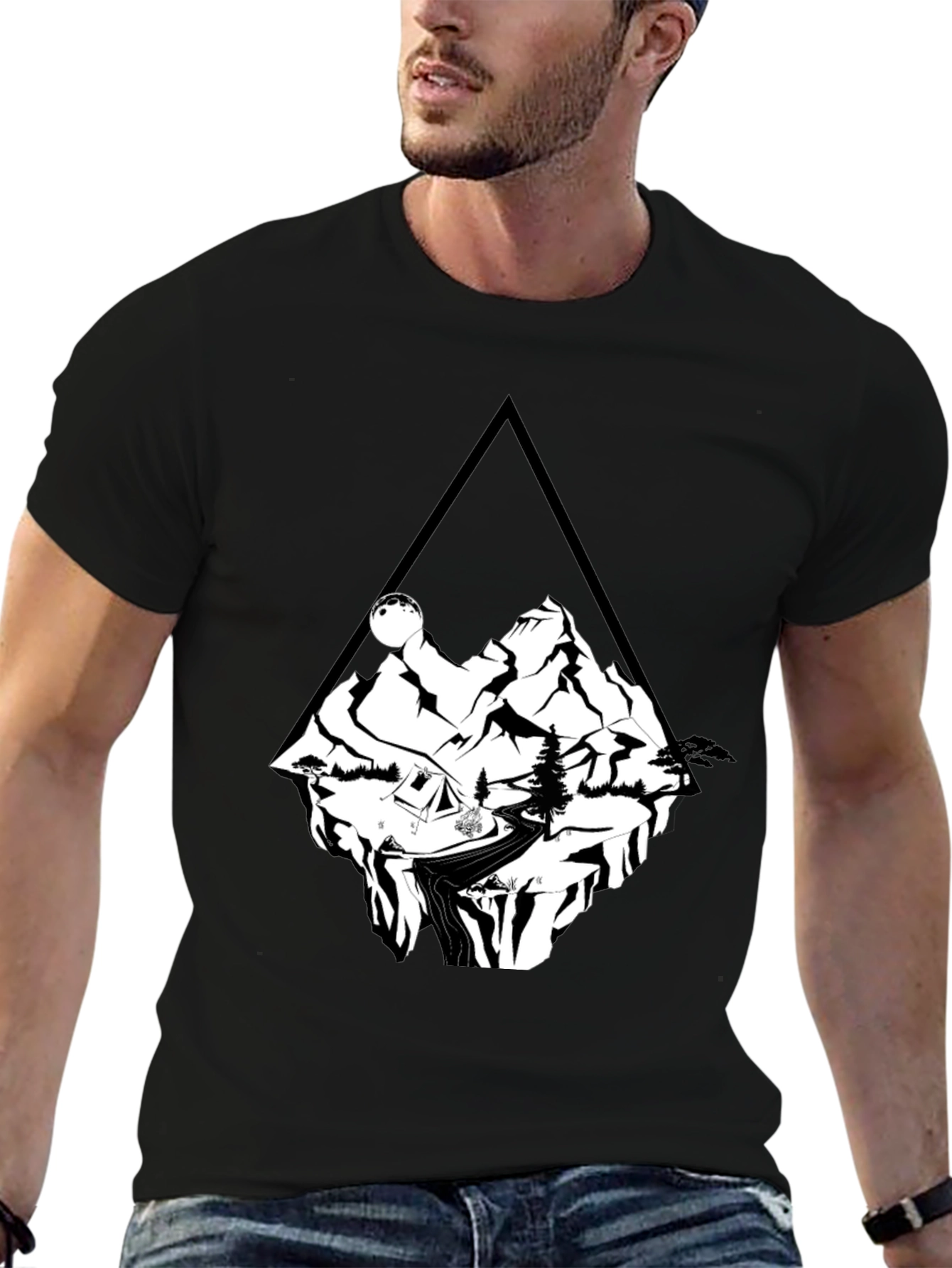 Mountain Adventure T-Shirt - Black Cotton Tee