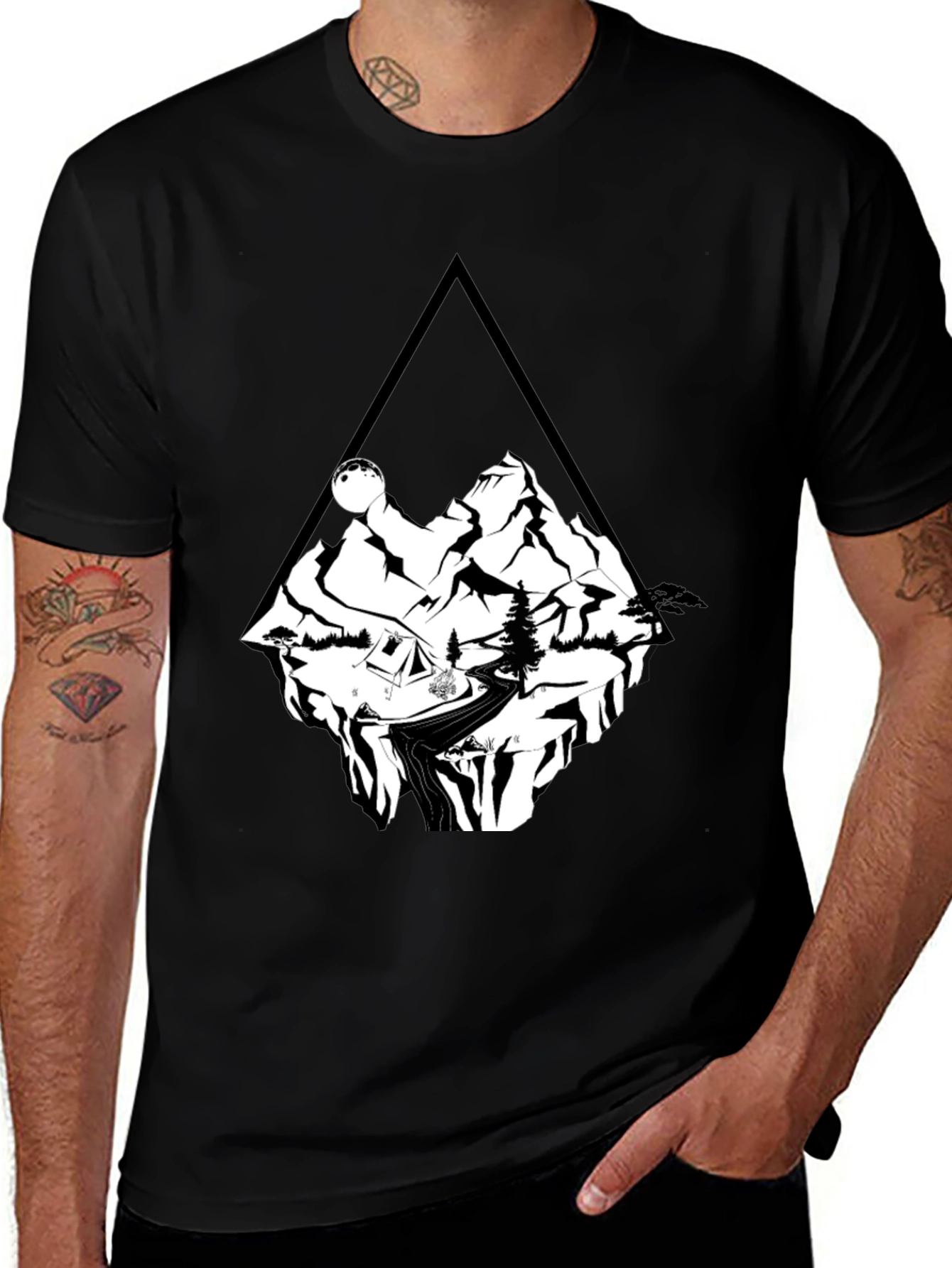 Mountain Adventure T-Shirt - Black Cotton Tee