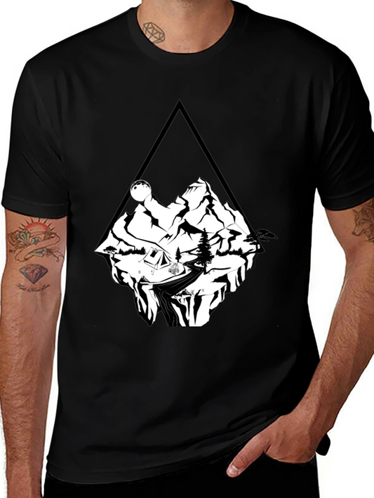 Mountain Adventure T-Shirt - Black Cotton Tee