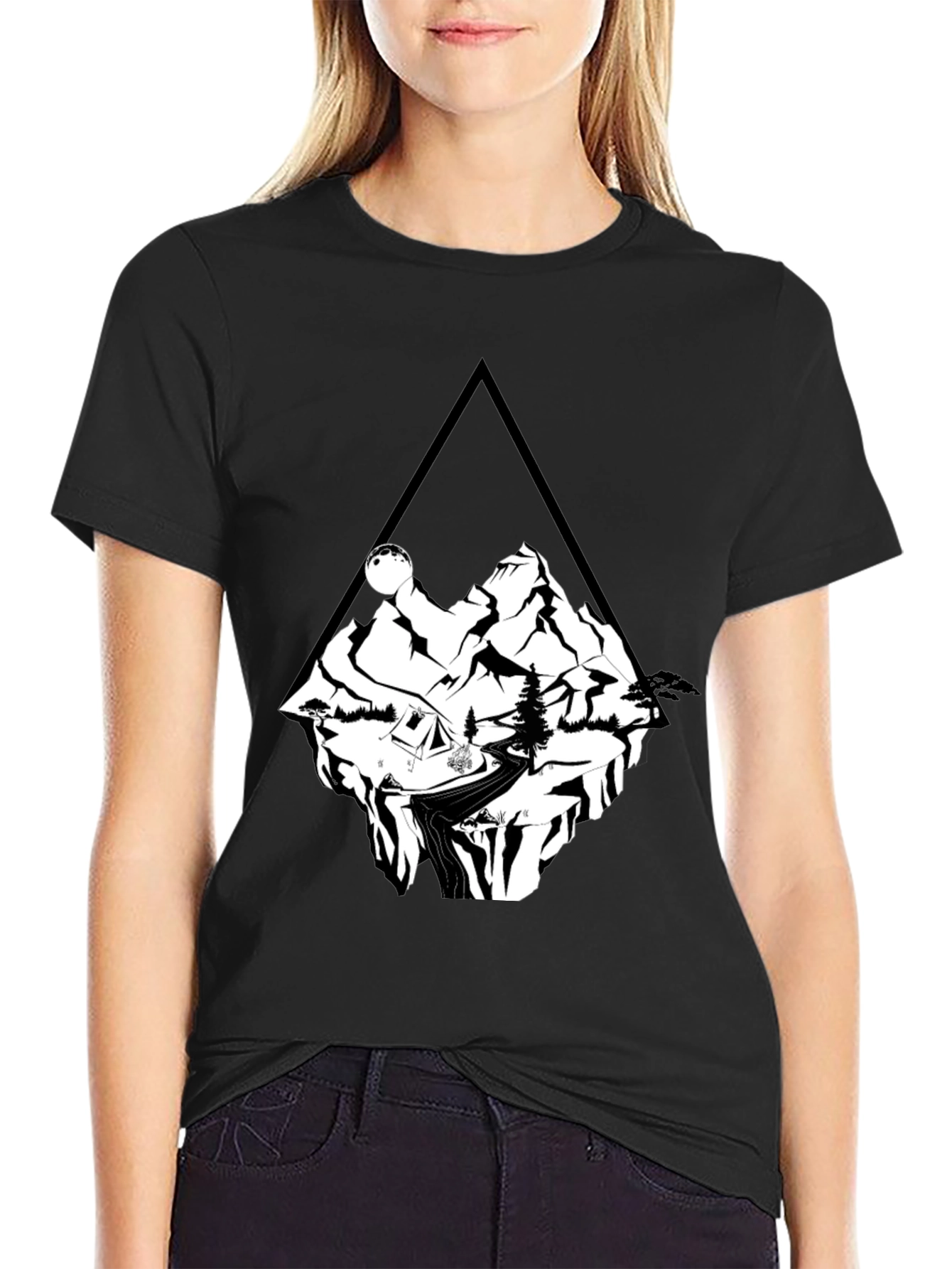 Mountain Adventure T-Shirt - Black Cotton Tee
