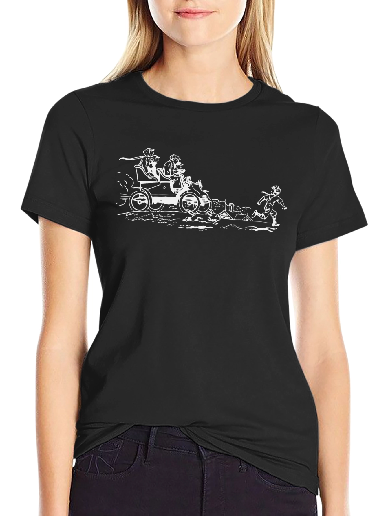 Cartoon Car Black T-Shirt