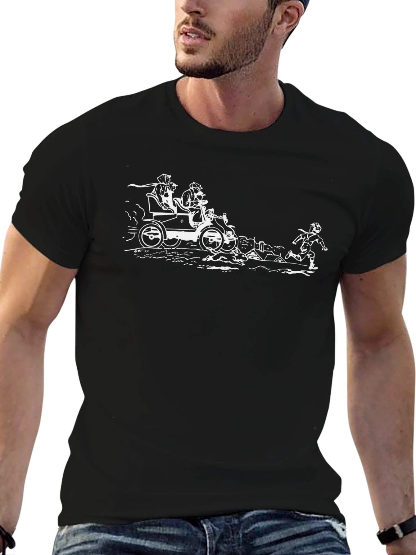 Cartoon Car Black T-Shirt
