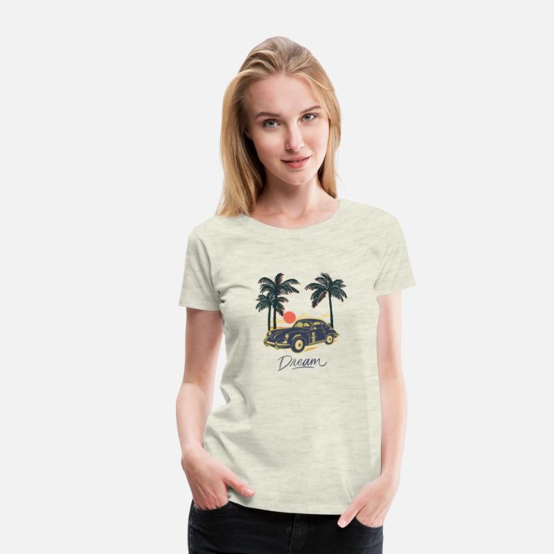 Dark Blue and Brown Beach Illustrative Vintage Car