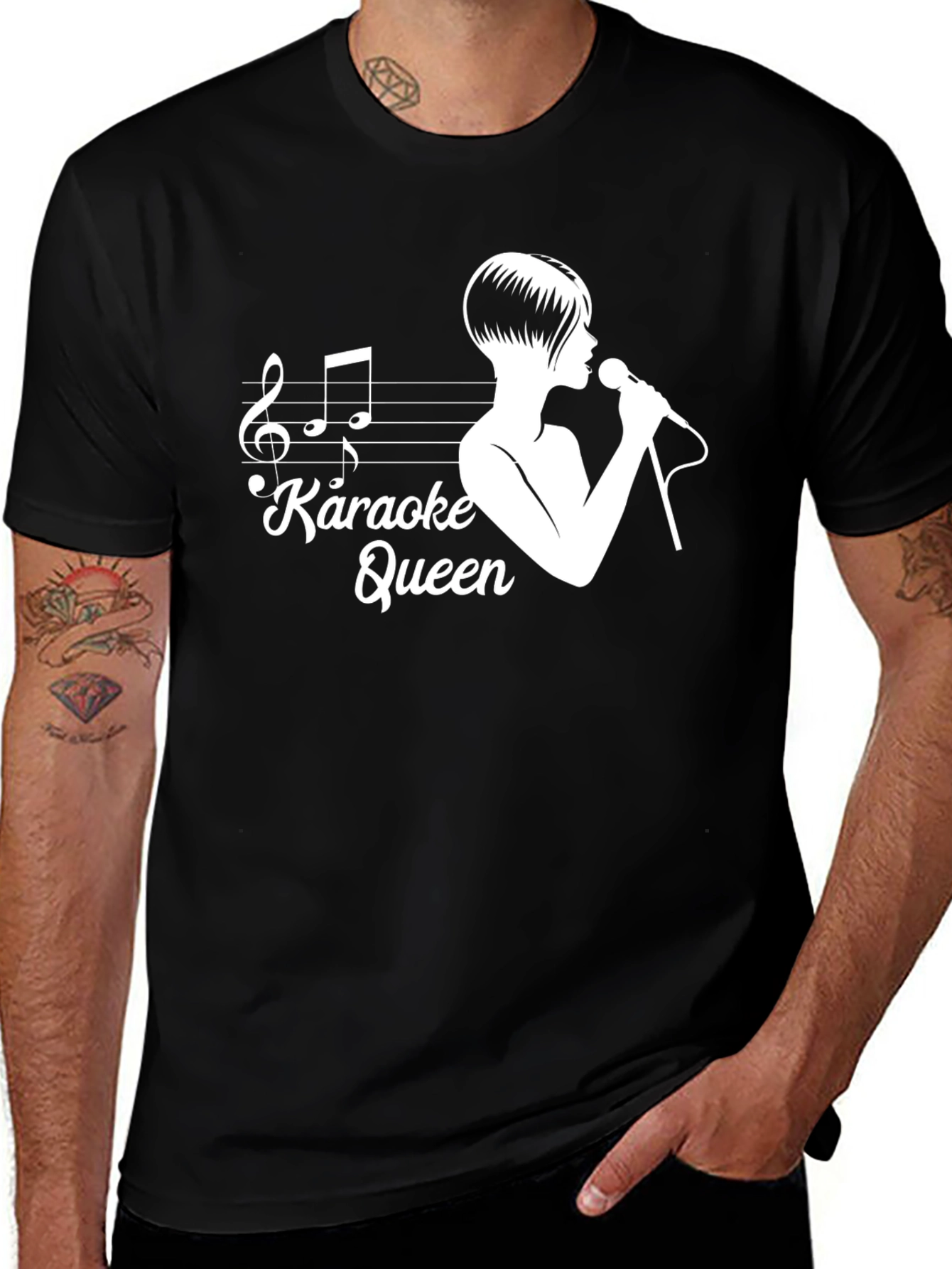 Karaoke Queen T-Shirt - Black Cotton Tee