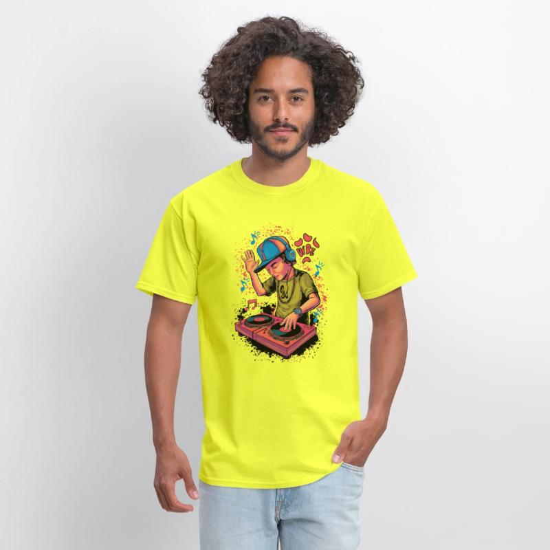 dj turntable boy illustration with vibe