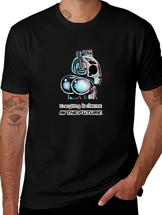 Chrome Future Robot Graphic T-Shirt