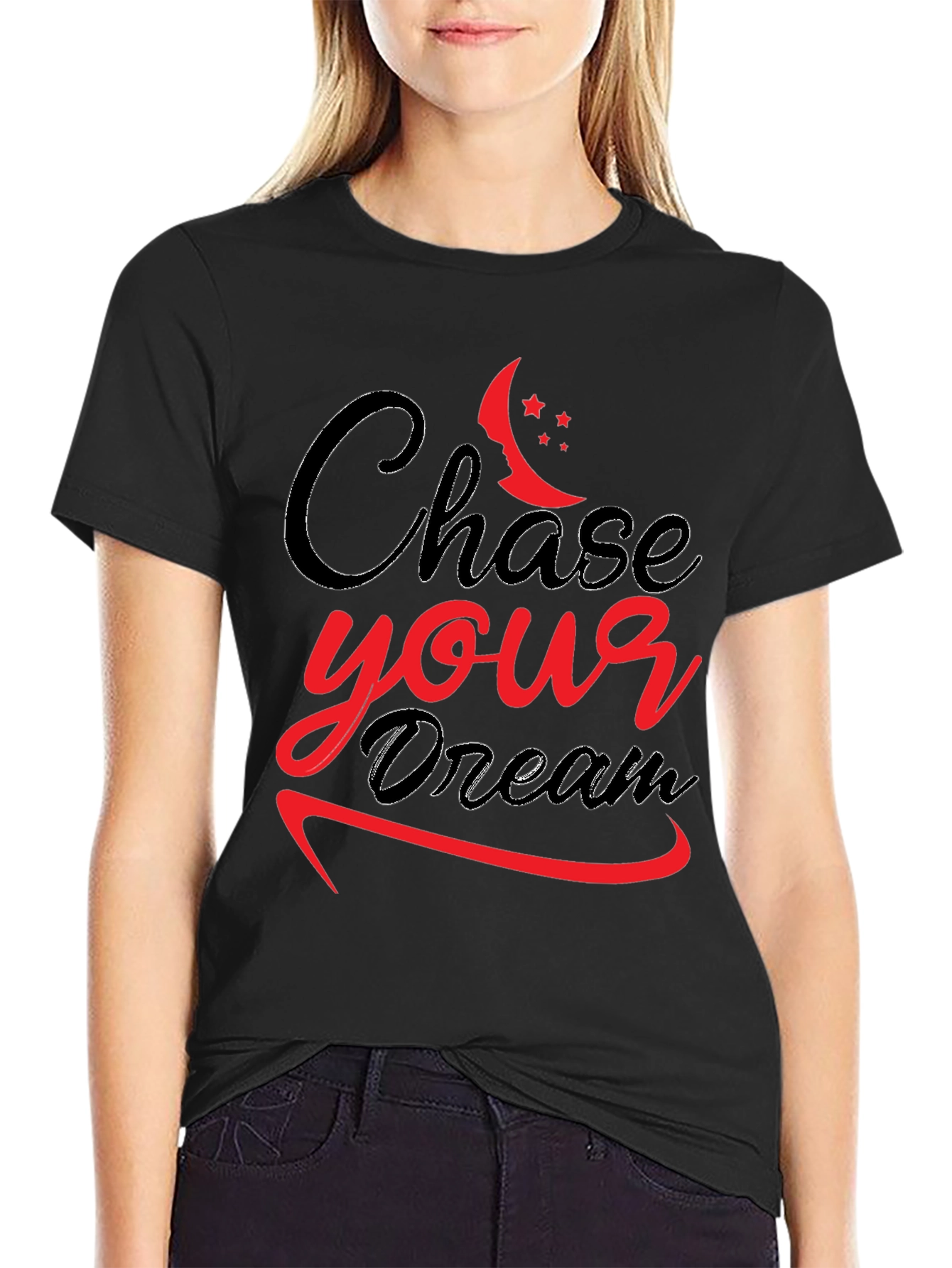 Chase Your Dreams Black Graphic T-Shirt