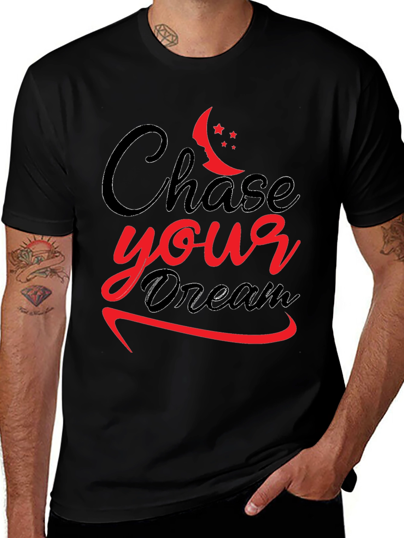 Chase Your Dreams Black Graphic T-Shirt