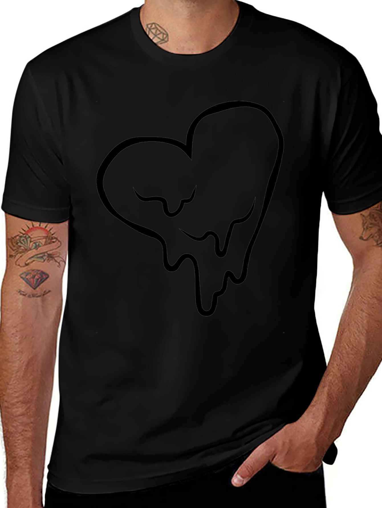 Dripping Heart Graphic Black T-Shirt