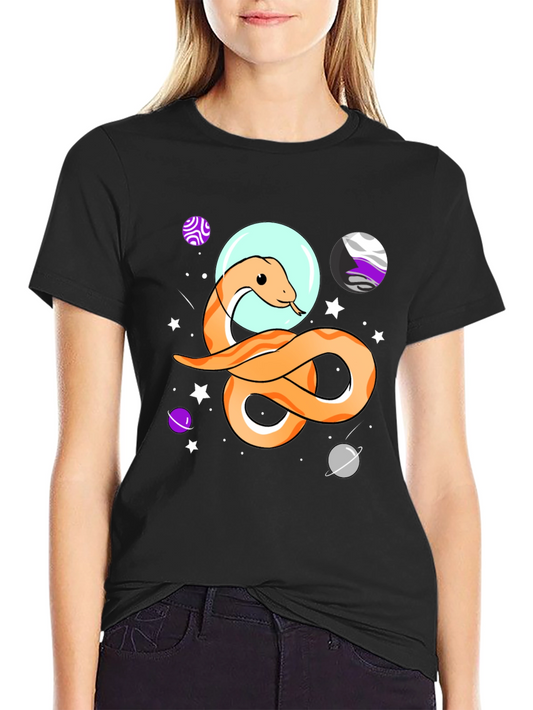 Space Snake Graphic Tee - Black Cotton T-Shirt