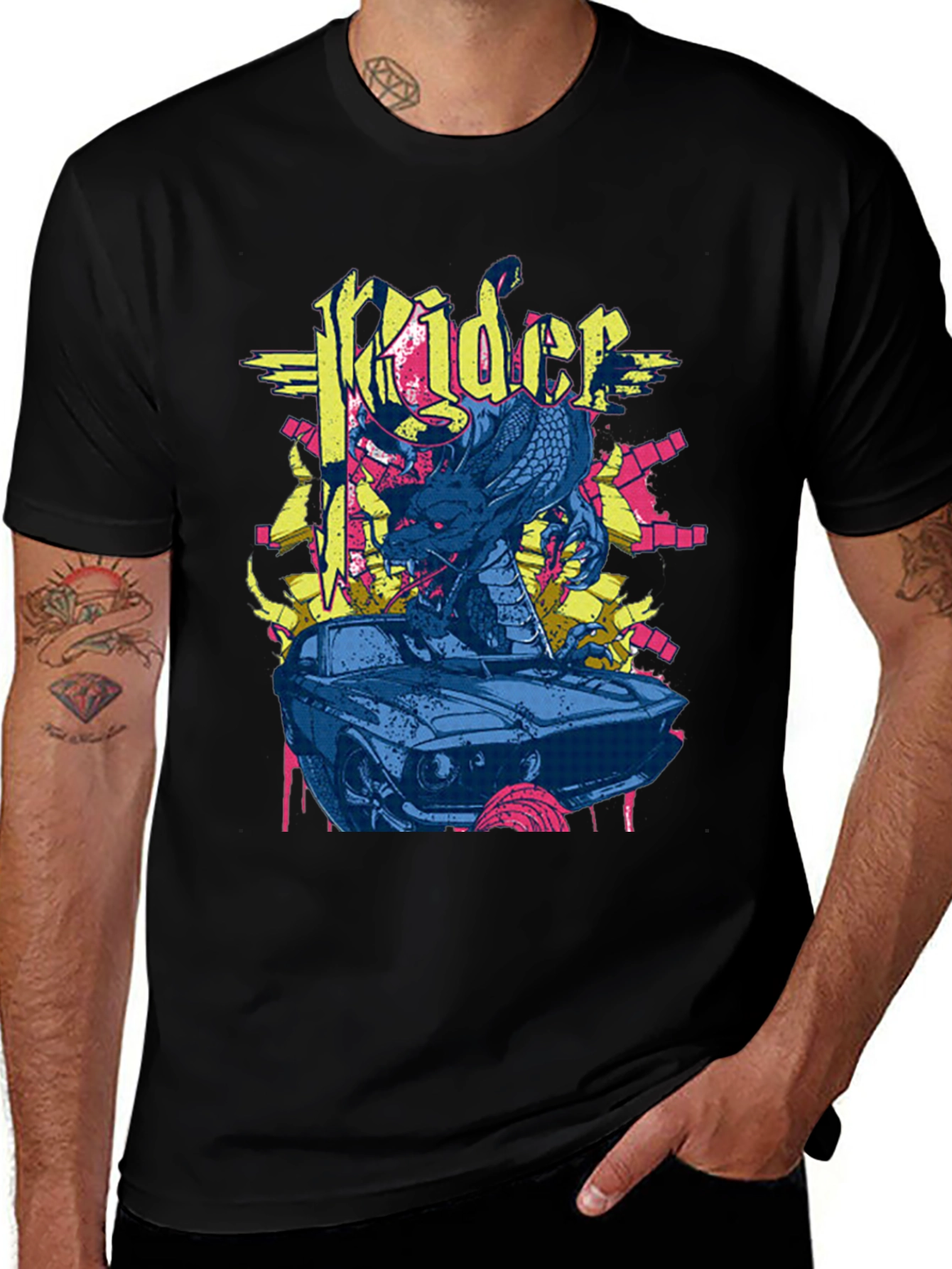 Rider Dragon Graphic Black T-Shirt