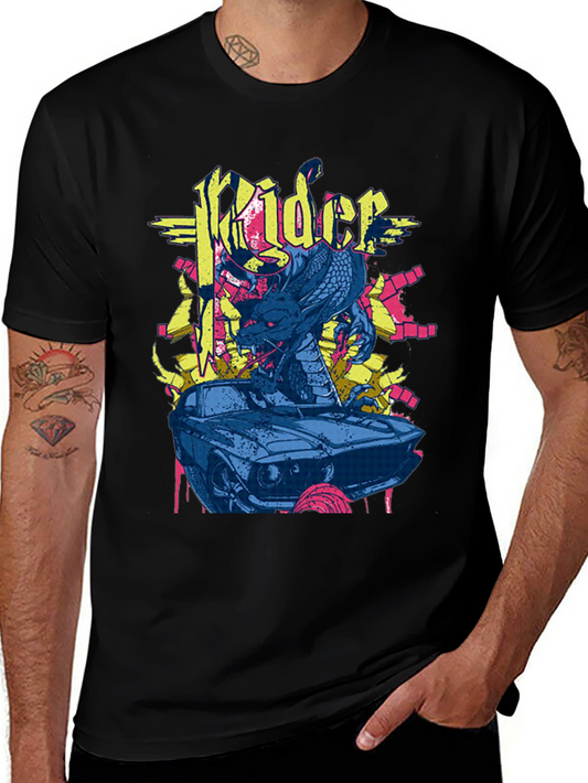 Rider Dragon Graphic Black T-Shirt