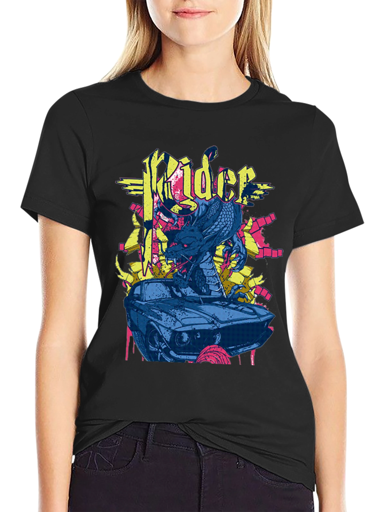 Rider Dragon Graphic Black T-Shirt