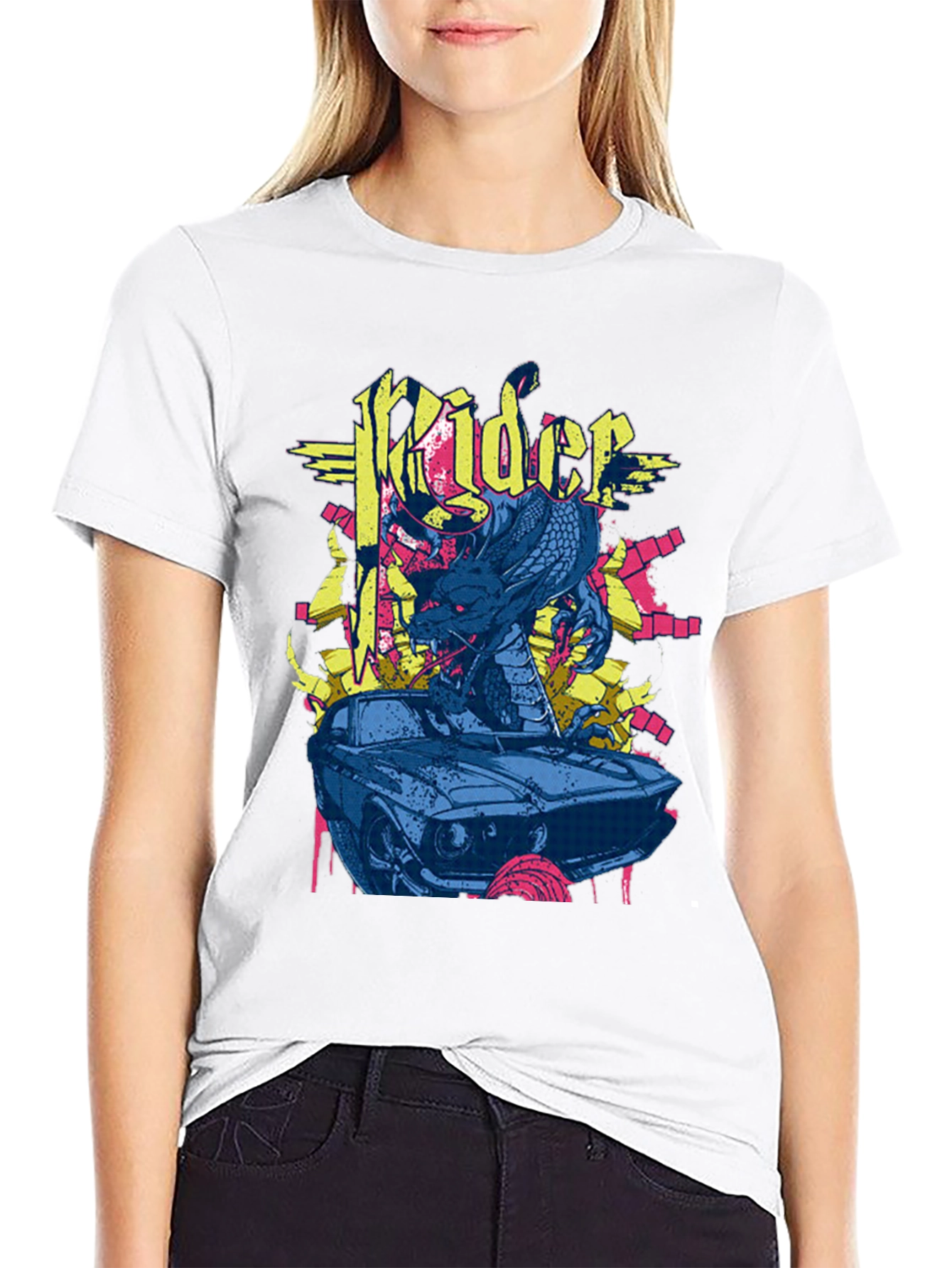 Rider Dragon Graphic Black T-Shirt