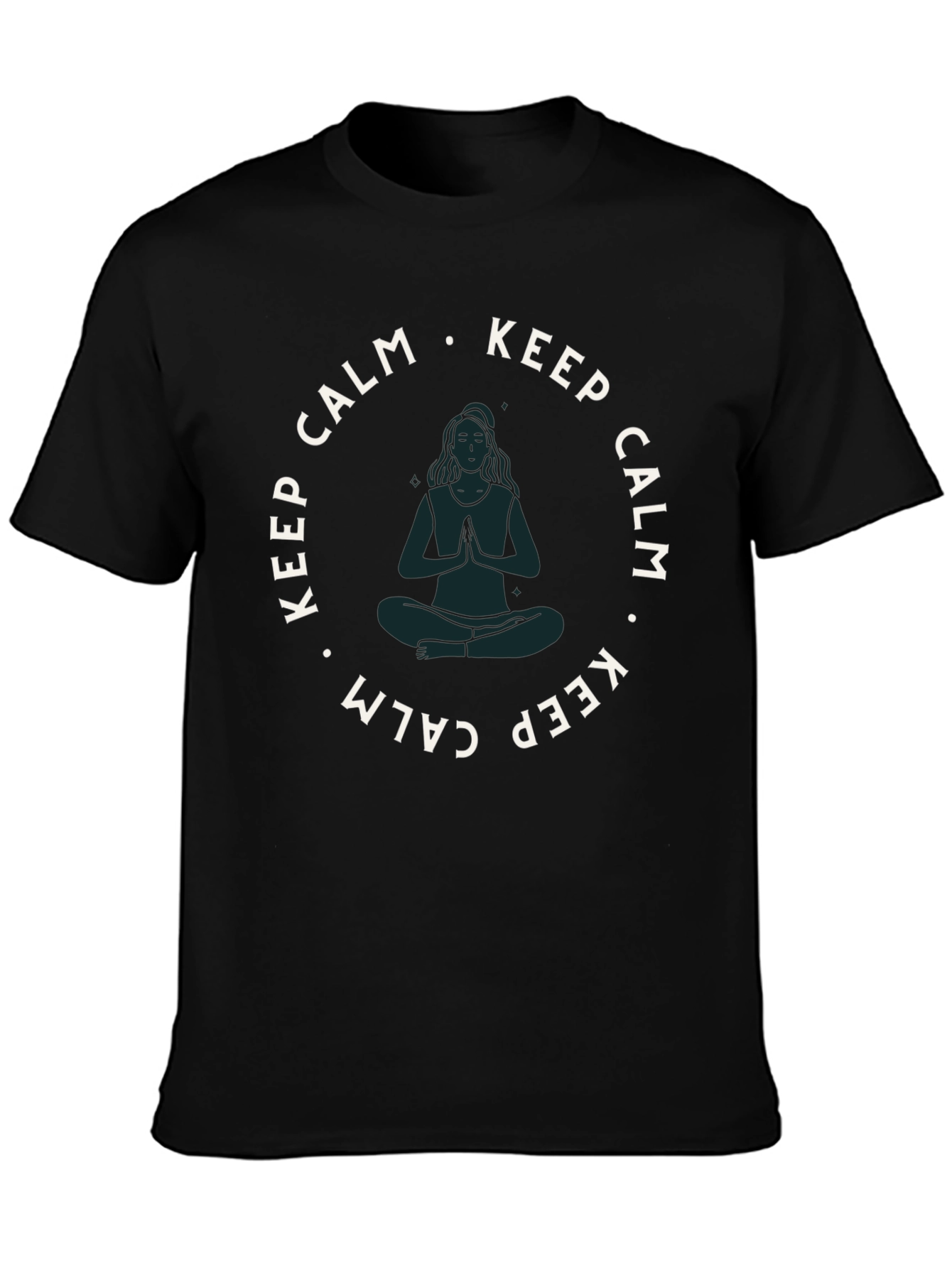 Keep Calm Yoga Tee - Zen Black Cotton T-Shirt