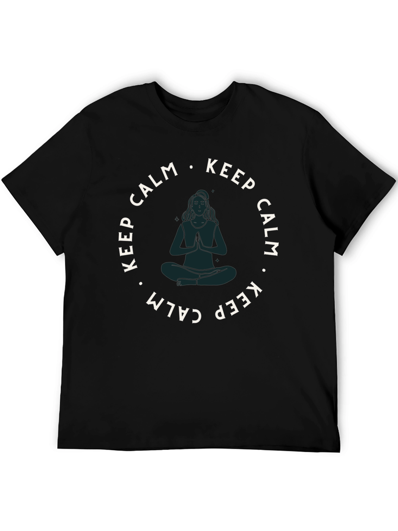 Keep Calm Yoga Tee - Zen Black Cotton T-Shirt