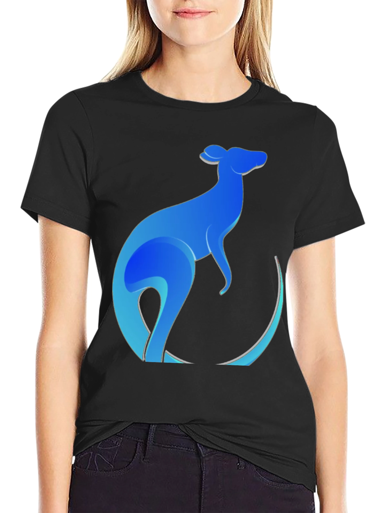 Blue Kangaroo Graphic Tee - Mens Black T-Shirt