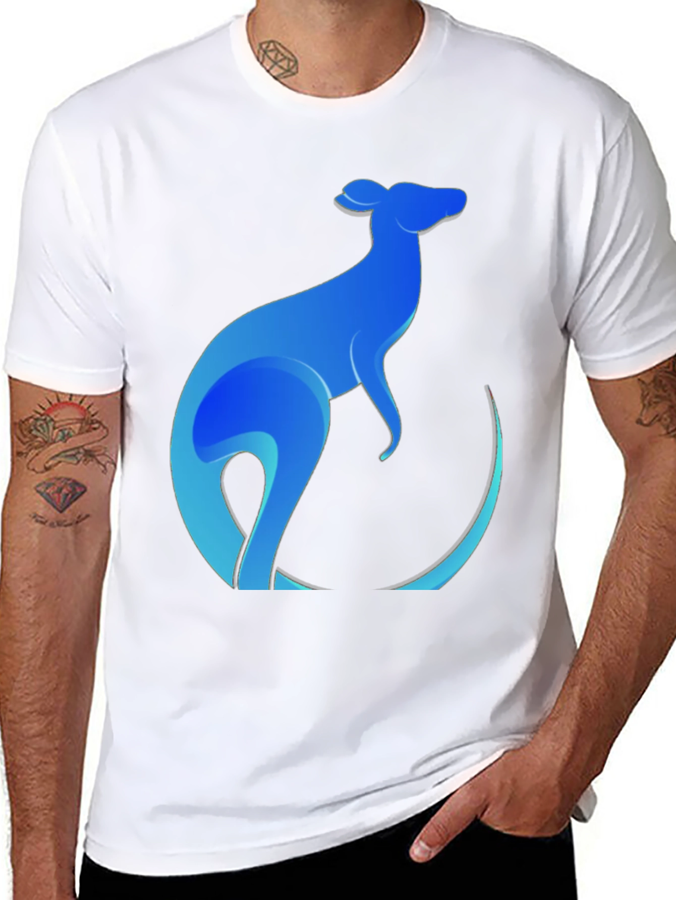 Blue Kangaroo Graphic Tee - Mens Black T-Shirt