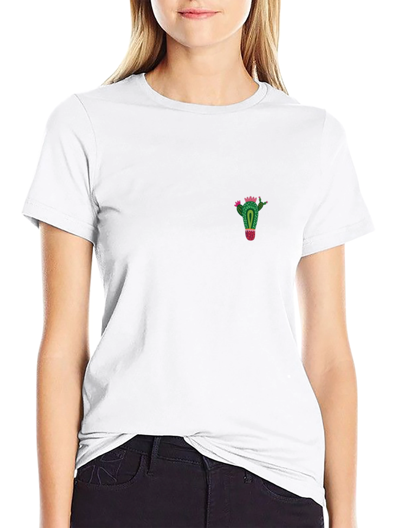 Cactus Graphic Tee - Black Casual Cotton T-Shirt