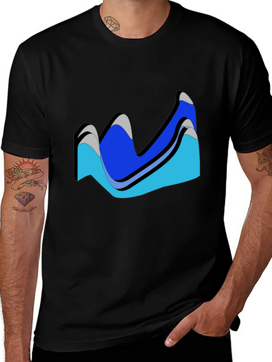 Abstract Wave Design Black T-Shirt