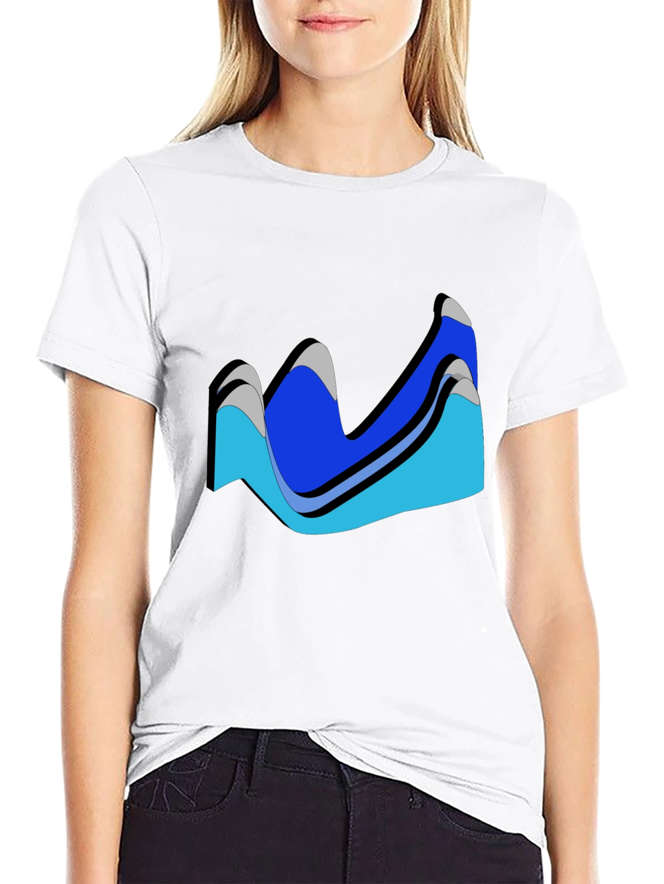 Abstract Wave Design Black T-Shirt