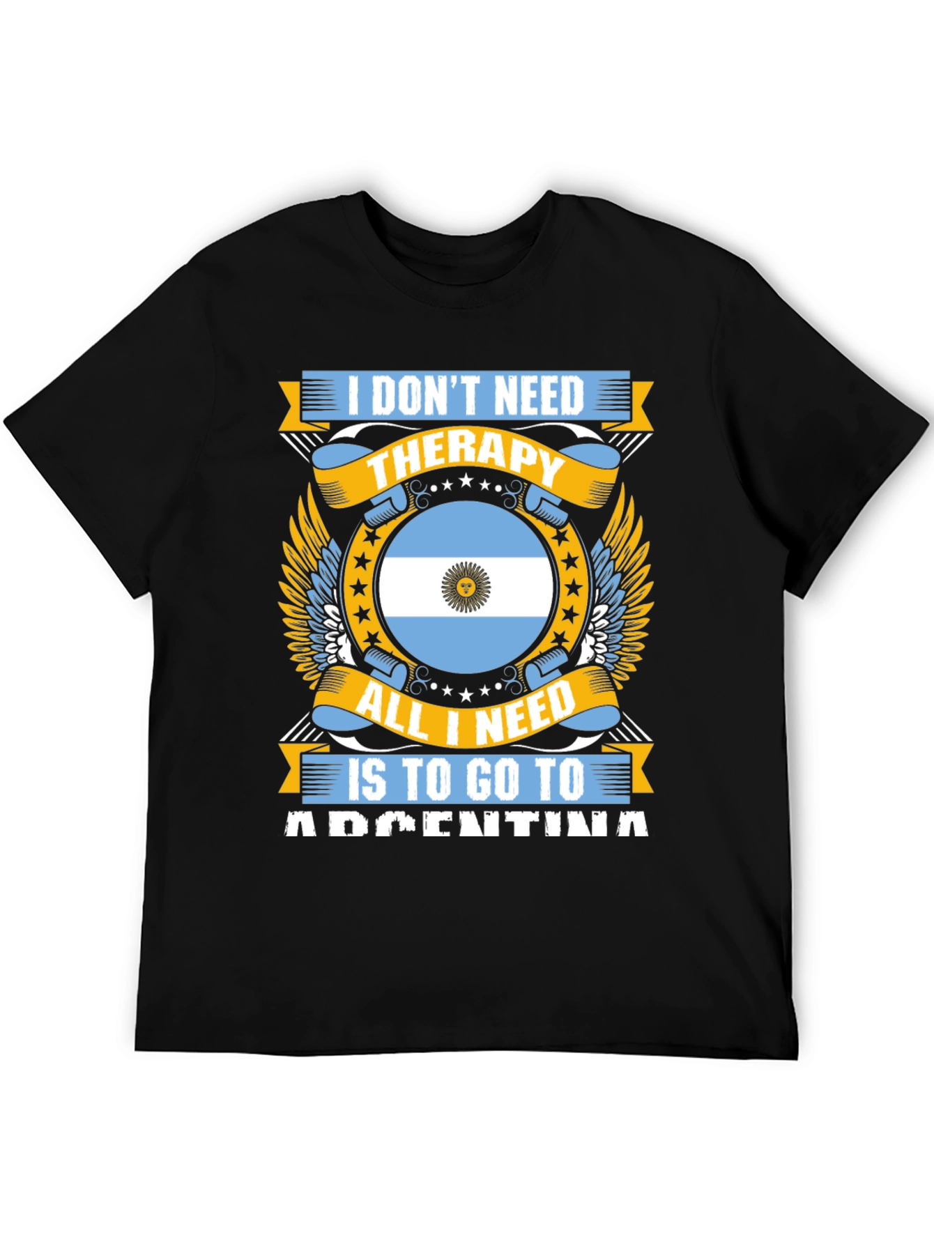 Argentina Therapy Graphic Tee - Black Cotton T-Shirt