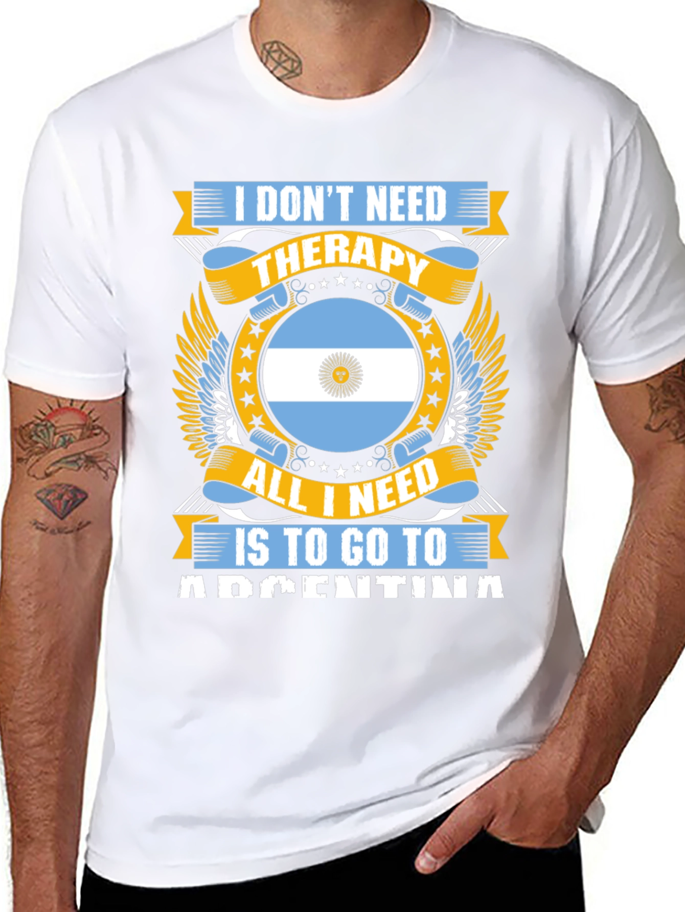 Argentina Therapy Graphic Tee - Black Cotton T-Shirt
