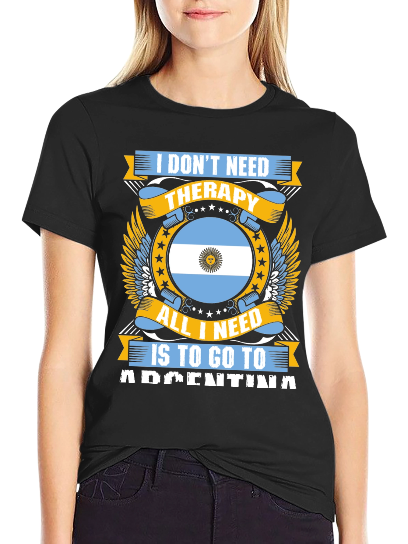 Argentina Therapy Graphic Tee - Black Cotton T-Shirt