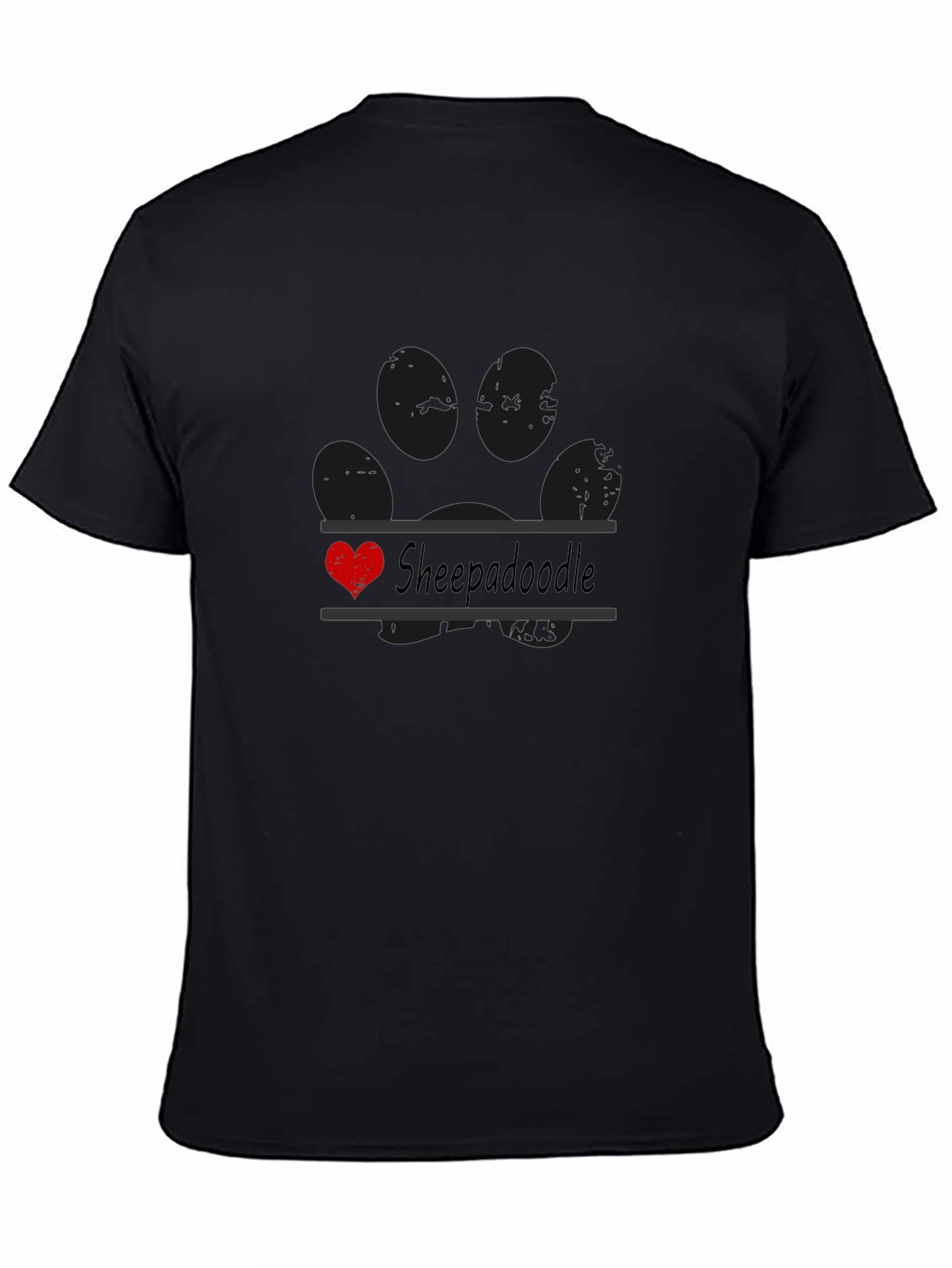 Sheepadoodle Paw Print T-Shirt - Dog Lover Tee