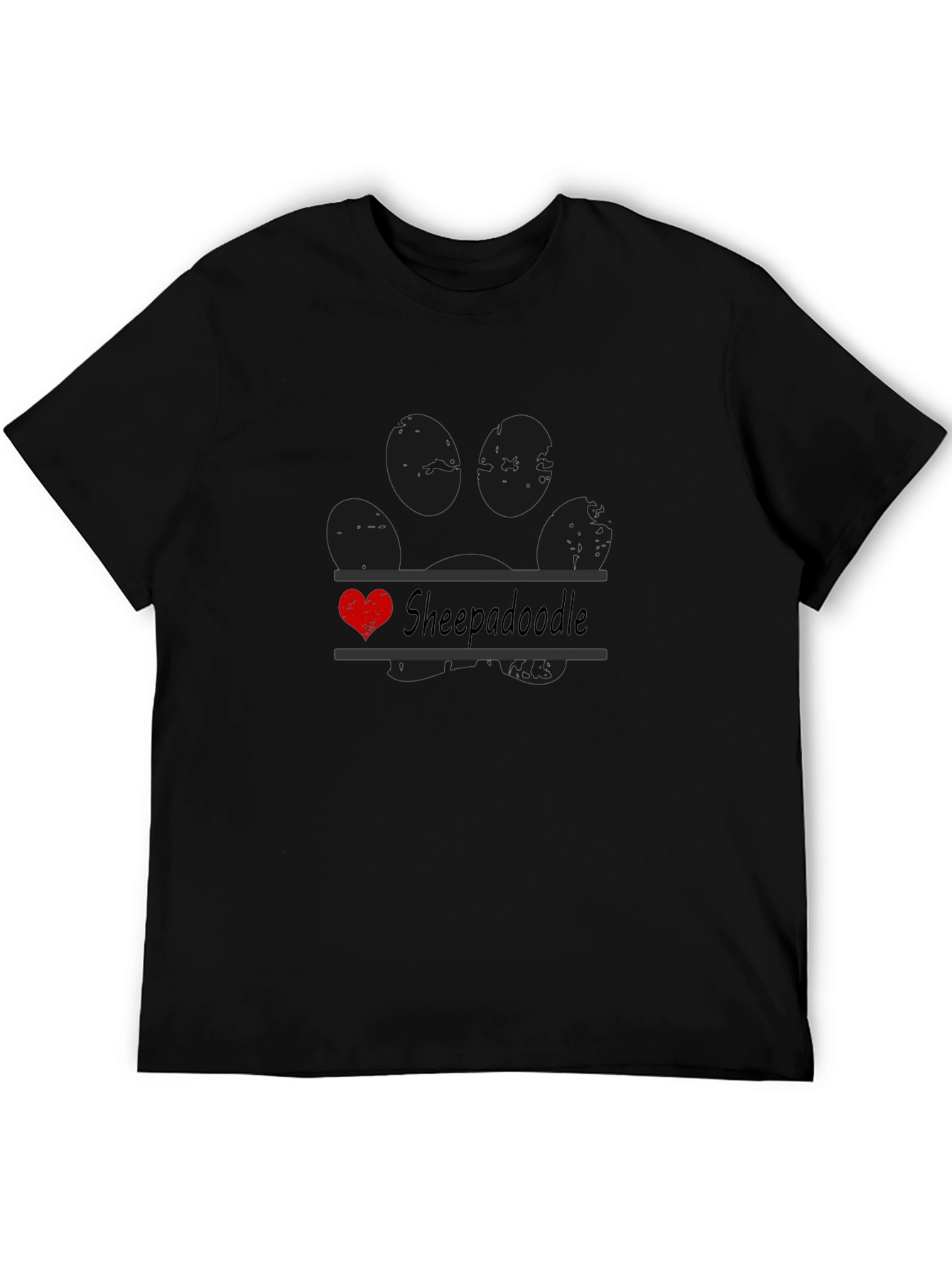Sheepadoodle Paw Print T-Shirt - Dog Lover Tee